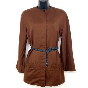 Vintage Anne Klein 100% Wool Tailored Blazer Chocolate Brown, S, Made in Canada